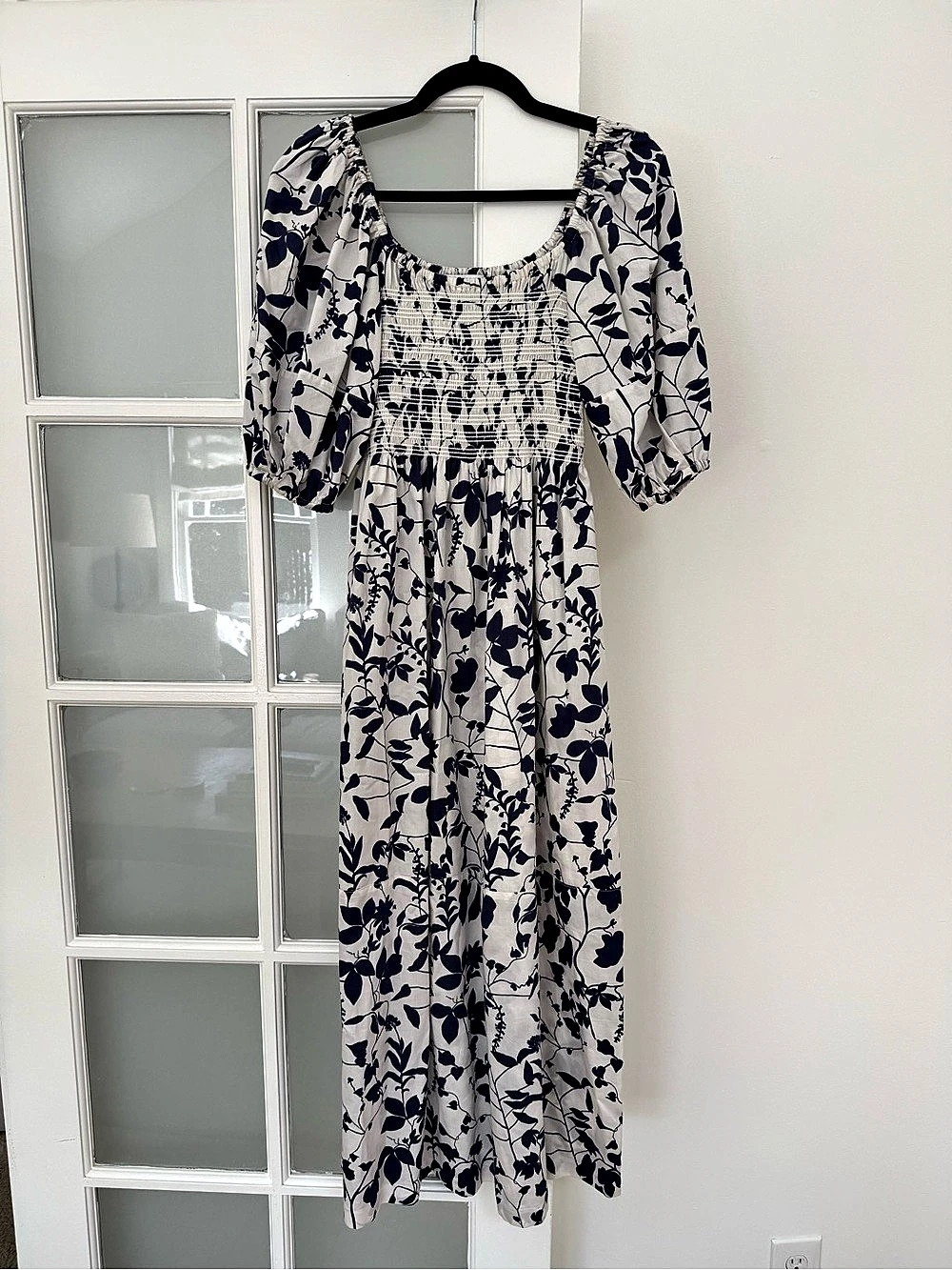 La Ligne Floral Cotton Maxi Dress in Blue & White